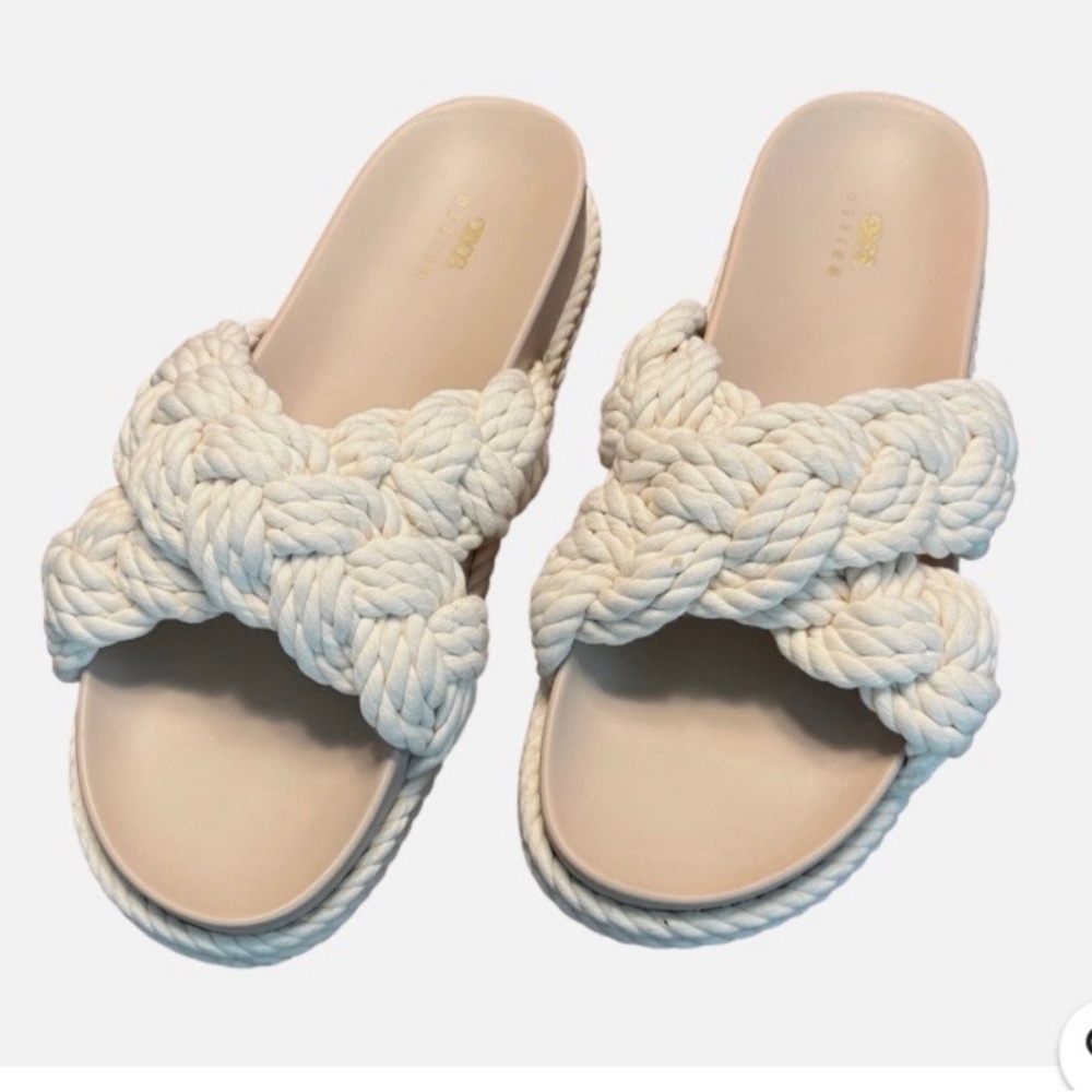 ASOS Design jasmine braided espadrille footbed sandals in off white